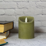 Светодиодная свеча с имитацией пламени 10 см, зеленая восковая, батарейка