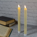 Столовая светодиодная свеча с имитацией пламени Инсендио 26 см 2 шт кремовая, батарейка