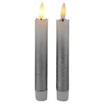 Столовая светодиодная свеча с имитацией пламени Инсендио 15 см 2 шт серебряная, батарейка