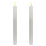Столовая светодиодная свеча с имитацией пламени Грацио 26 см 2 шт белая, на батарейках, таймер