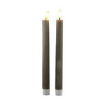 Столовая светодиодная свеча с имитацией пламени Сиена 26 см 2 шт серая, на батарейках, таймер