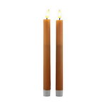 Столовая светодиодная свеча с имитацией пламени Грацио 26 см 2 шт оранжевая, на батарейках, таймер