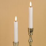 Столовая светодиодная свеча с имитацией пламени Грацио 15 см 2 шт белая, на батарейках, таймер