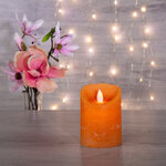 Светодиодная свеча с имитацией пламени 10 см, оранжевая восковая, батарейка