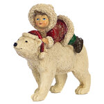 Новогодняя фигурка Девочка Гретта верхом на медведе 14 см