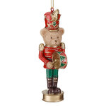 Елочная игрушка Мишка Гвардеец с барабаном 11 см