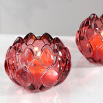 Стеклянный подсвечник для чайной свечи Сердце Лотоса 8*6 см, красный