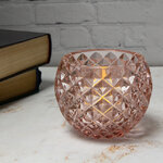 Стеклянный подсвечник для чайной свечи Гладиус 10*8 см, нежно-розовый