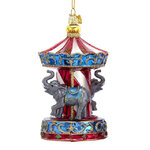 Стеклянная елочная игрушка Слон - Circus Carousel 14 см, подвеска