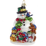 Стеклянная елочная игрушка Снеговик Лорри с друзьями 14 см, подвеска