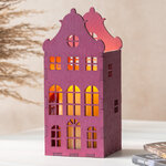 Декоративный домик Амстердам 20 см малиновый