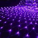 Гирлянда Сетка 2*1.5 м, 300 фиолетовых LED ламп, прозрачный ПВХ, уличная, соединяемая, IP44
