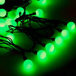 Светодиодная гирлянда Мультишарики 25 мм 70 зеленых LED ламп 10 м, черный ПВХ, соединяемая, IP44