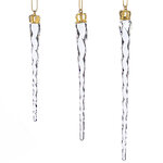 Набор стеклянных елочных игрушек Сосульки Couronne Royale 17 см, 3 шт