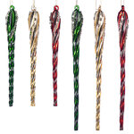 Набор стеклянных елочных игрушек Сосульки Pearl Twist 25 см, 6 шт