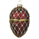 Стеклянная елочная игрушка Яйцо-шкатулка Ouverture 9 см рубиновая