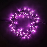 Светодиодная гирлянда 24V Quality Light 100 розовых LED ламп 10 м, черный ПВХ, соединяемая, IP44