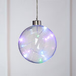 Декоративный подвесной светильник Шар Бергман 10 см, 10 разноцветных LED ламп, на батарейках, стекло