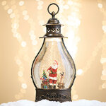 Новогодний фонарик - снежный шар Санта Клаус со свитком подарков 36 см, LED подсветка, на батарейках