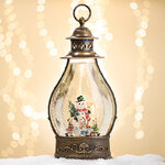 Новогодний фонарик - снежный шар Снеговик Дастин 36 см, LED подсветка, на батарейках