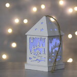 Новогодний домик-фонарик Морозные огни - Деревушка 12 см, подвеска