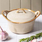 Керамическая кокотница с крышкой Астейн 17*7 см, 350 мл, песочная