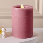 Светодиодная свеча с имитацией пламени Arevallo 10 см, розовая, батарейка