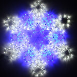 Светодиодная Снежинка Кристальная 52 см холодная белая с синим, 270 LED ламп, соединяемая, IP44