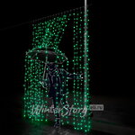 Светодиодный занавес 2*3 м, 600 зеленых LED ламп, прозрачный СИЛИКОН+ПВХ, соединяемый, IP54