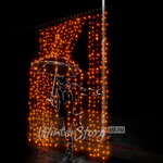 Светодиодный занавес 2*3 м, 600 желтых LED ламп, мерцание, прозрачный СИЛИКОН+ПВХ, соединяемый, IP54