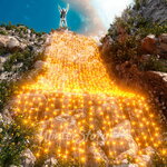 Гирлянда Дождь Rich Led Cap 2*9 м, 1500 желтых LED ламп, мерцание, белый ПВХ, соединяемая, IP65