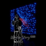 Светодиодный занавес 2*1.5 м, 300 синих LED ламп, черный КАУЧУК+ПВХ, соединяемый, IP54