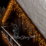 Светодиодная бахрома 3*0.9 м, 144 желтых LED ламп, мерцание, прозрачный СИЛИКОН+ПВХ, соединяемая, IP54