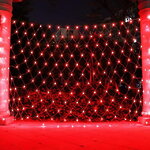 Гирлянда Сетка 2*1.5 м, 192 красных LED ламп, прозрачный ПВХ, соединяемая, контроллер, IP54