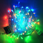 Светодиодная гирлянда нить Rich Led Cap 10 м, 100 разноцветных LED ламп, прозрачный ПВХ, соединяемая, IP65
