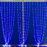 Светодиодный занавес Водопад 2*3 м, 585 синих LED ламп, прозрачный СИЛИКОН+ПВХ, соединяемый, IP54, контроллер