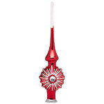 Верхушка Звёздная 28 см красная с серебром, стекло