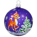 Стеклянный елочный шар Олешка 7 см фиолетовый