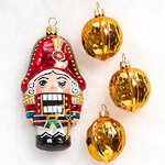 Набор стеклянных елочных игрушек Сувенир - Щелкунчик 5-12 см, 4 шт