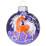 Стеклянный елочный шар Зодиак - Лошадка Ника 6 см фиолетовый
