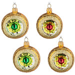 Набор стеклянных елочных шаров Фонарики 6 см, 4 шт золотой