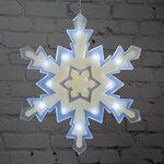 Светящееся украшение на присоске Снежинка 25 см, 12 холодных белых LED ламп на батарейке