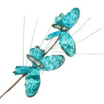 Декоративная веточка Изумрудные Бабочки Морфо 55 см