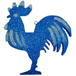 Игрушка для уличной елки Петух с блестками 20 см синий, пеноплекс