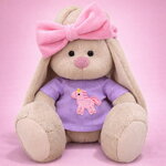 Мягкая игрушка Зайка Ми в повязке и футболке с единорогом 18 см коллекция Город