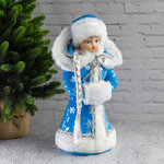 Фигура Снегурочка - Зимняя красавица в синей шубке 35 см