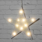 Светящееся украшение на присоске Звезда 25*30 см, 10 теплых белых LED ламп на батарейке
