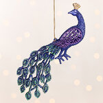 Елочная игрушка Павлин Красавец с Распушенным Хвостом 12 см синий, подвеска