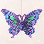 Елочная игрушка Бабочка Пелеида 12 см фиолетовая, подвеска