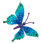 Елочная игрушка Бабочка Морфо 15 см изумрудная с синим, подвеска